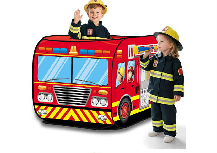 Ice Cream & fire Truck Foldable Play Tent –Children Play House Indoor Outdoor Play Toy Great Gift for Girls Boys 3 4 5 Years Old