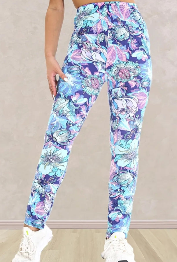 Women's Hip Lifting Yoga Pants Flower Pattern Large Size Women Running High Stretchy Waist Tight Leggings Fitness S Trousers