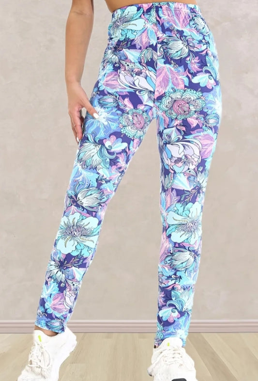 Women's Hip Lifting Yoga Pants Flower Pattern Large Size Women Running High Stretchy Waist Tight Leggings Fitness S Trousers