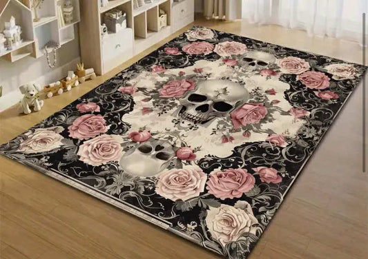 [Gothic Skull Mat] Gothic Skull & Roses Pattern Mat