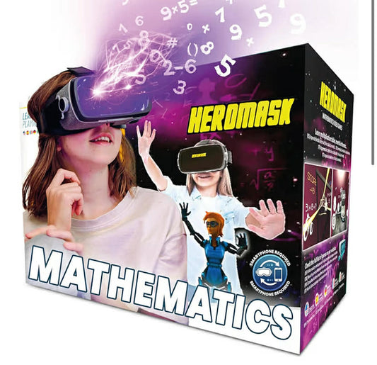 Heromask VR Headset + Maths Games (Boys&Girls 5-12) — Fun Gift to Practice Addition, Times Tables & More with Virtual Reality — Surprise kids with this Educational Toy!