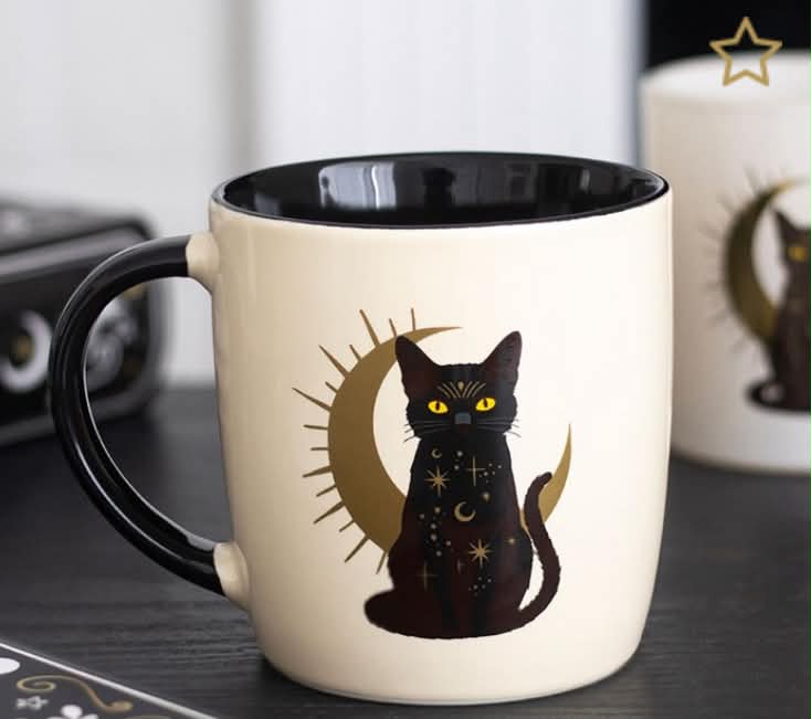 SITTING MAGICK BLACK CAT MUG
