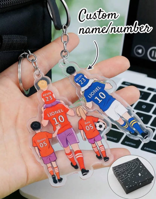 Custom Family Team Keychain, Cartoon Jersey Style Key Chain Keychains, Personalized Name Number Charm For Bag Car Decor, Customized Name Matching Keyring For Daily Carry, up to 5