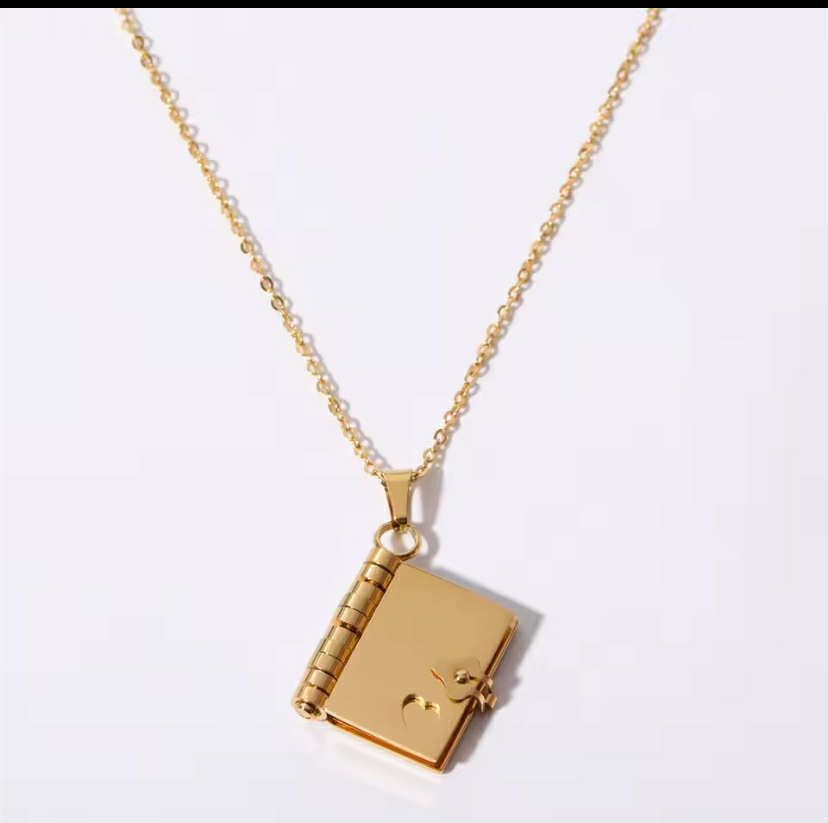Stainless Steel Couple Book Pendant