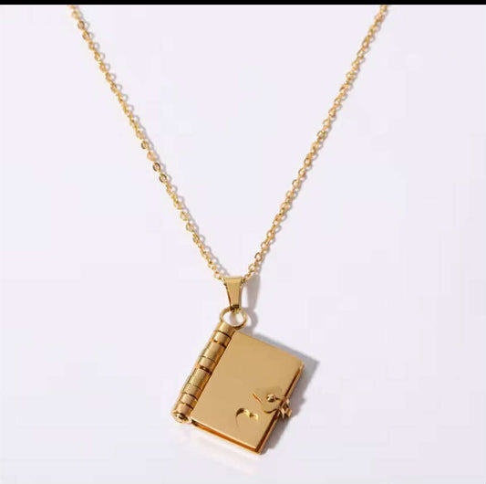 Stainless Steel Couple Book Pendant