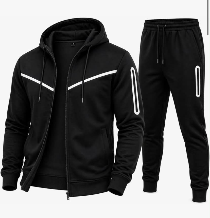 Mens Tracksuit Co-Ord Set - Full Sleeve Zip Up Hooded Fleece Top with Activewear Bottom Sports