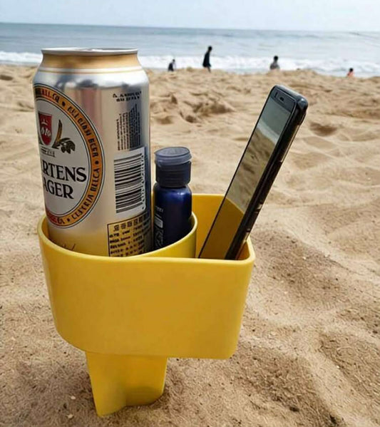 1 pc Beach Drink & Phone Holder With Snack Compartment, Colorful Beach Snack Tray