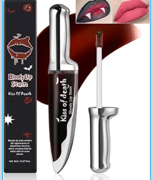 Color Changing Lip Stain, Bloody Liquid Lipstick for Valentine's Day, Lightweight Moisturizing Tinted Lip Gloss, Highly Pigmented Long-Wear Black Lip Gloss Gift, Wipe to Change Colour