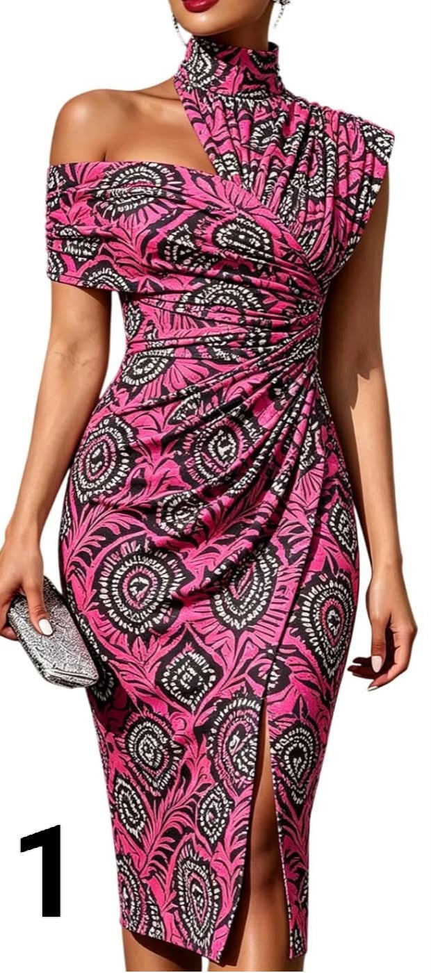 Women's One Shoulder Mesh Ribbon Ruched Formal Maxi Dress