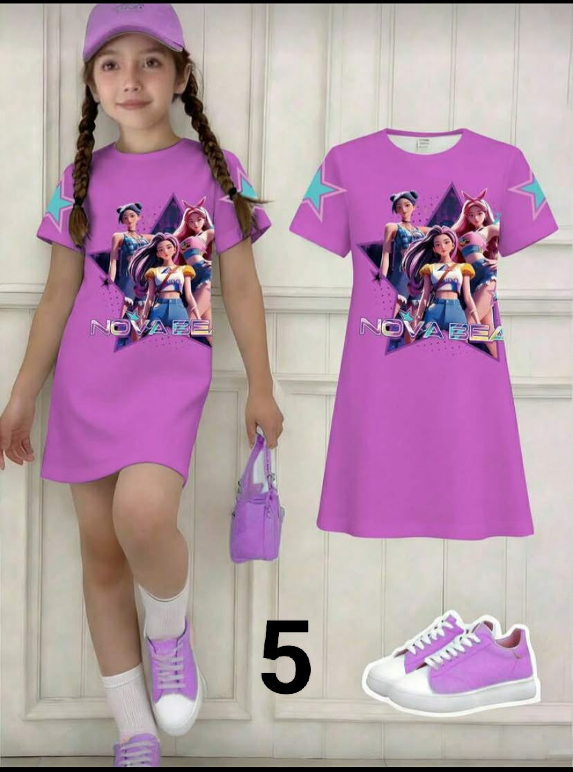 1 pc Tween Girl's Casual Fashion Custom Creative Fresh Minimalist K-POP Stylish Virtual Girl Group Cartoon Character