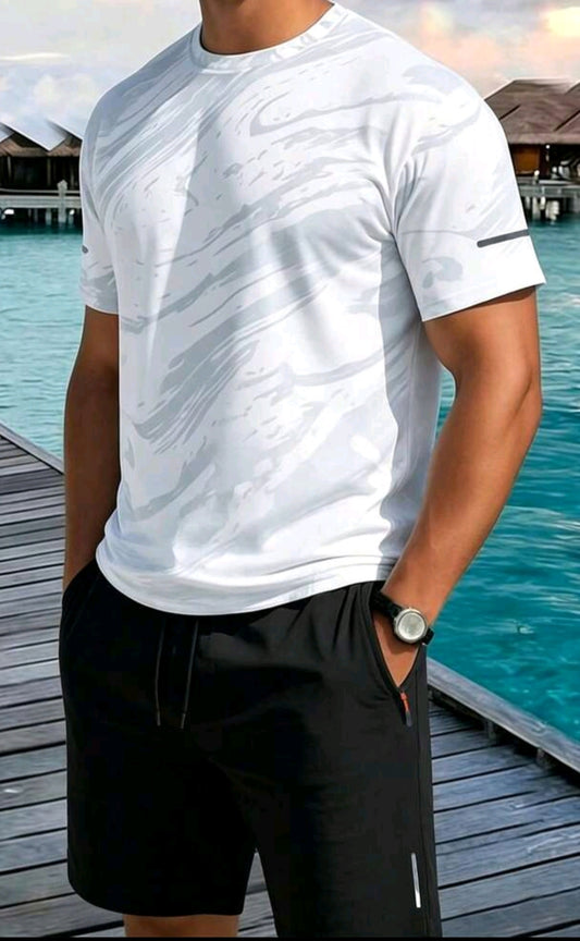 Men's Summer Lightweight T-Shirt & Shorts Set, Casual Fashion Sports Quick-Dry