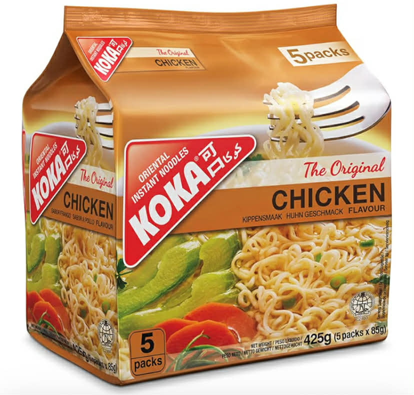 Koka Original Chicken Flavour Oriental Style Instant Noodles, 85 g (Pack of 5)