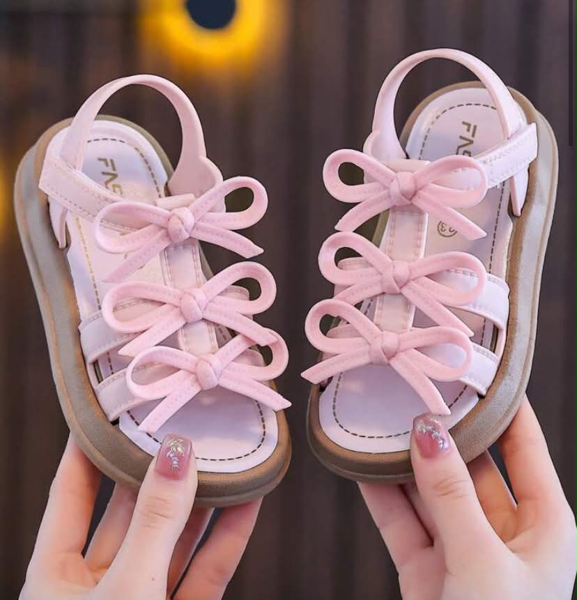 Girls Sandals, Toddler/Little/Big Kid Beach Shoes, Flat Soft Bottom Slippers, Bowknot Fashion Minimalist Design