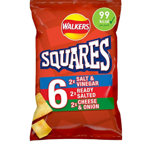 Walkers Squares Variety Multipack Snacks Crisps 6x22g