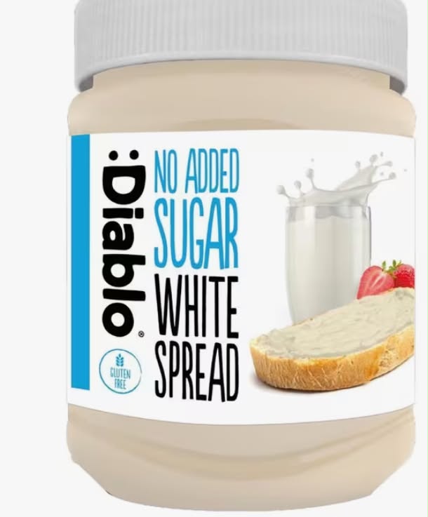 Diablo White Choco Spread  No Added Sugar, Gluten Free  Sweetened with Maltitol  350g (Pack of 1 / 6)