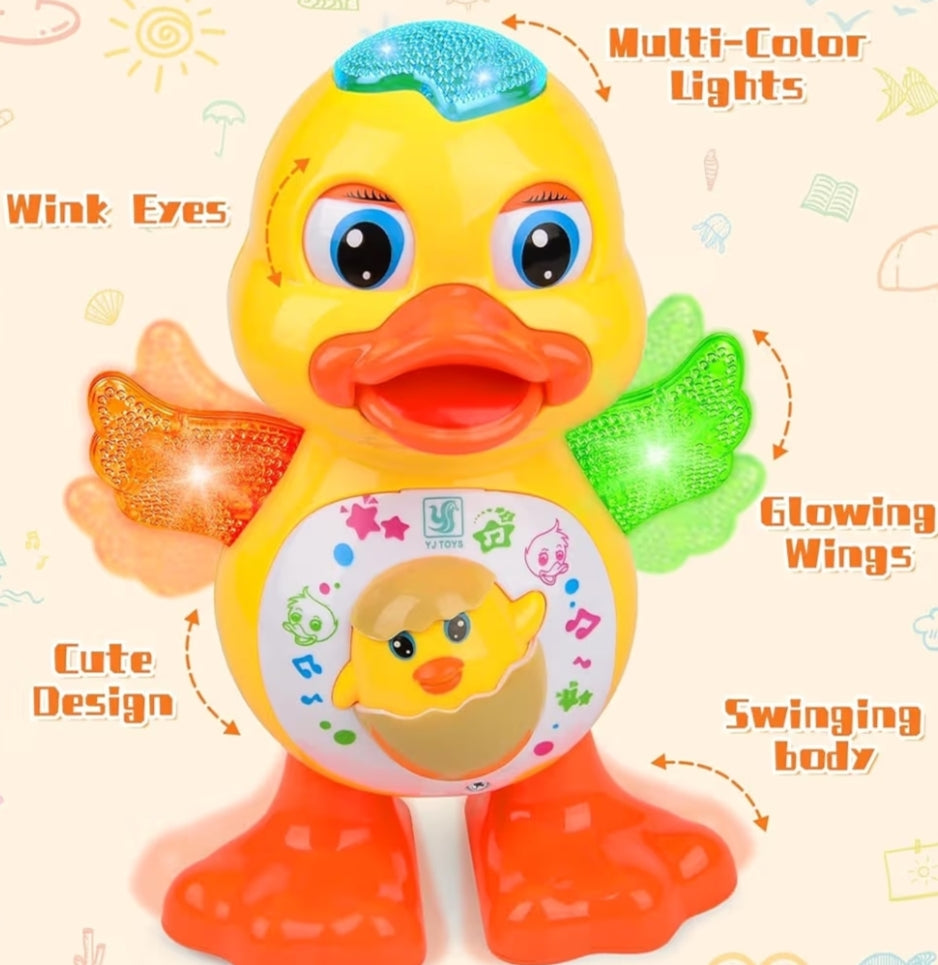 Dancing Duck Toy, Duck Toy with Music & Lights, Interactive Musical Baby Toys, Electric Light Up Crawling Ducks