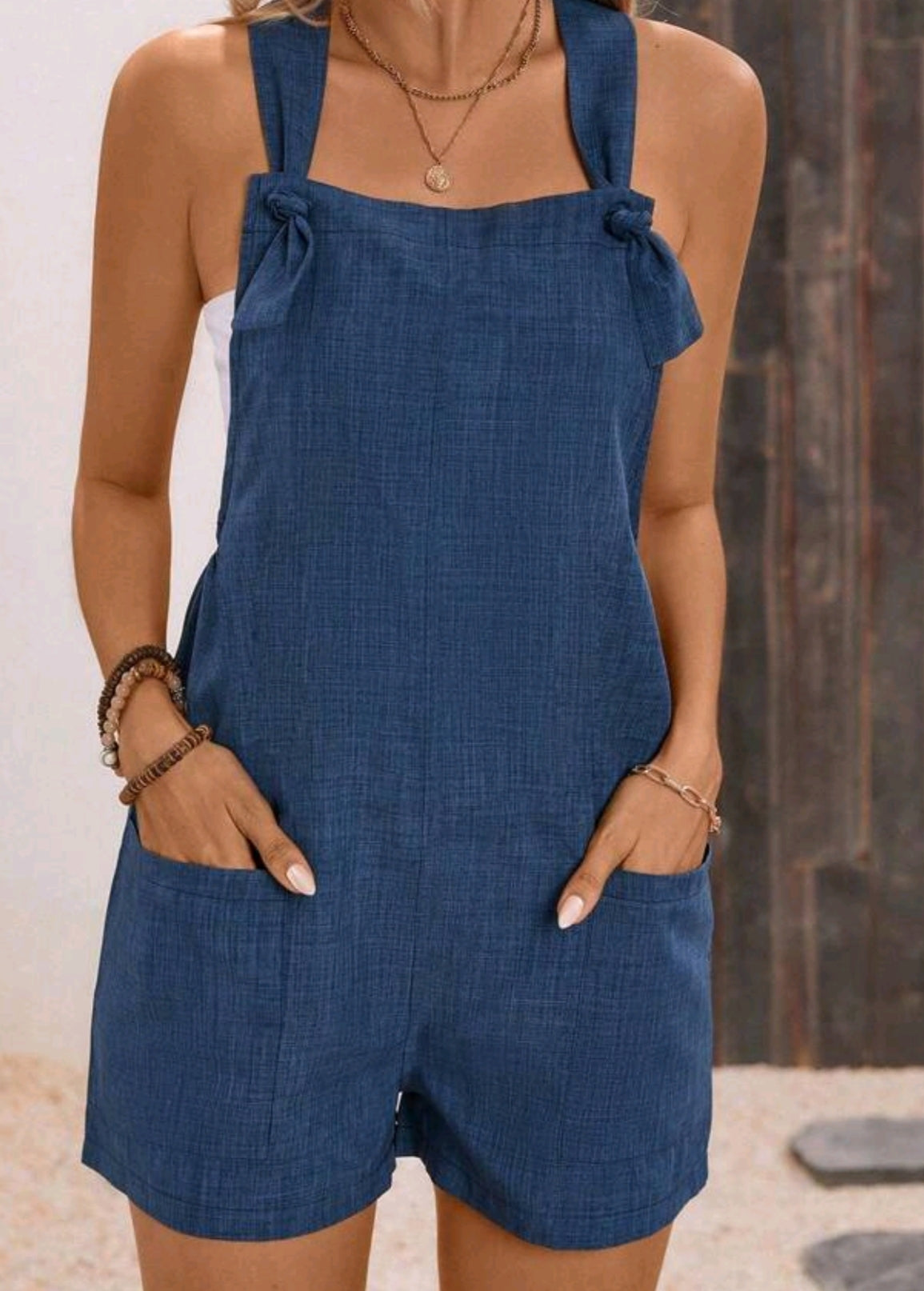 Breezaya Women Casual Daily Simple Jumpsuit With Knot And Side Slits
