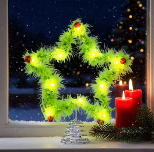 New Plush Grinch Star Christmas Tree Topper
