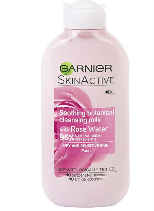 Garnier Natural Rose Water Cleansing Milk Sensitive Skin 200ml (Packaging may vary)