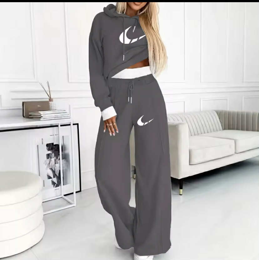 New Arrival Women's Hoodie Patchwork Casual Set Two Pieces