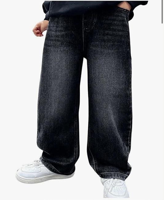 Boys Jeans Baggy Casual Classic Straight Wide Leg Denim Pants 2026 Summerer Trendy High Elastic Waisted Y2K Preppy School Trousers