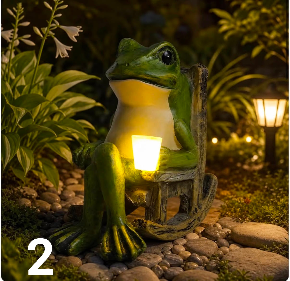 Solar Frog Statues, Waterproof LED Frog Garden Ornaments, Solar