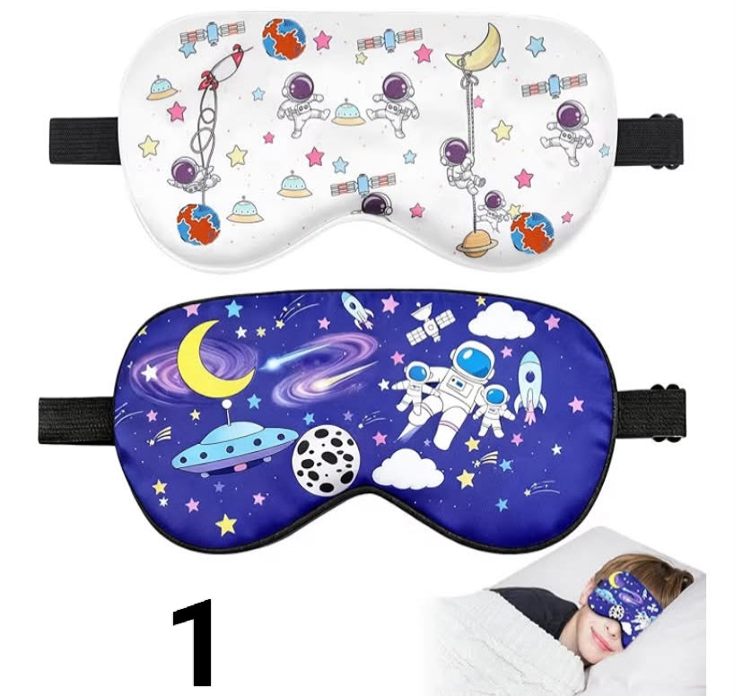 2 Pack Sleep Mask for Kids，Silk Eye Mask for Sleeping with Adjustable Strap Cute Blindfold Adult Children's Bedtime Eye Cover for Travel Nap