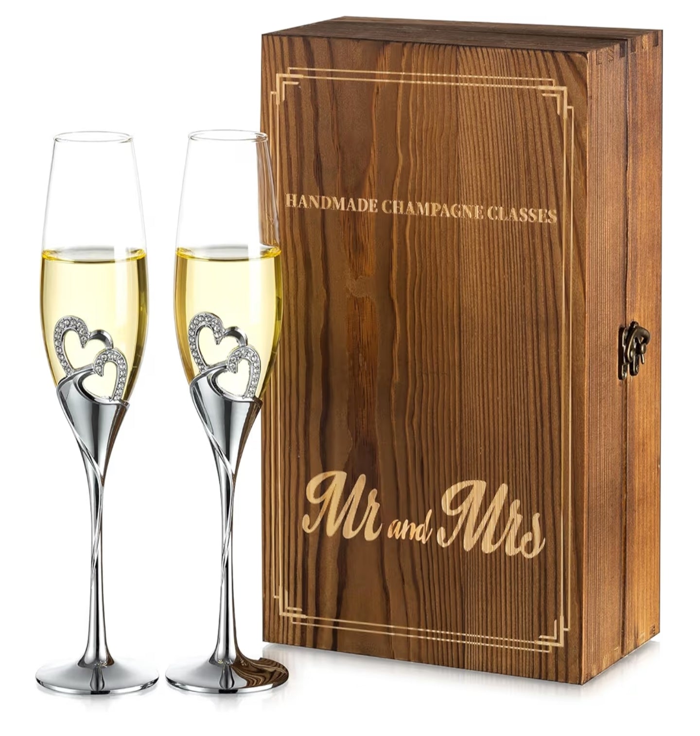 Crystal Champagne Flutes Wedding: Set of 2 Champagne Glasses