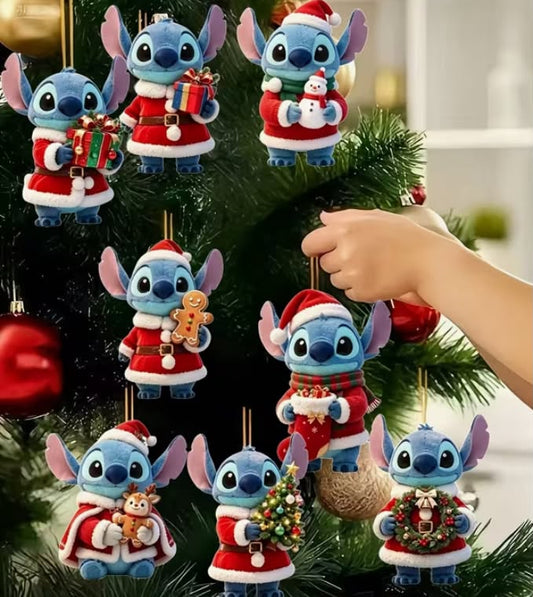 8pcs, Christmas  Novelty Wooden Hanging Ornaments, Christmas Stitch,