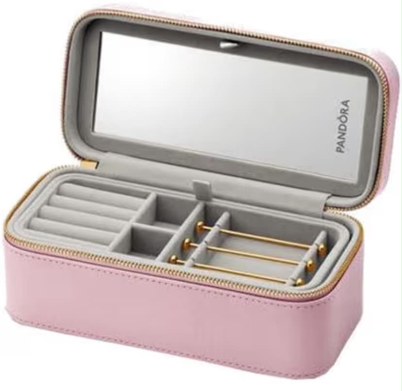 PANDORA Jewellery Box for Women, Original Jewellery Box for Women and Girls, for Travel, Pink, 200 x 101 x 85 mm, pink, standard size