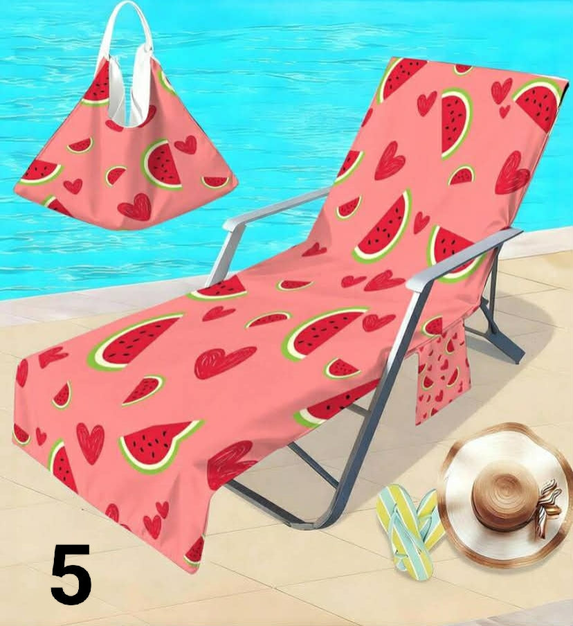 1 pc Tropical Plant, Palm Leaf Pattern Ultra-Soft Microfiber Beach Chair Cover,