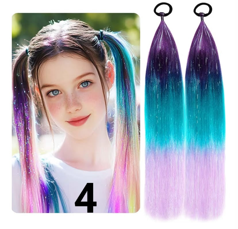 Rainbow Ponytail Extensions With Hair Tie 2 Packs 40g