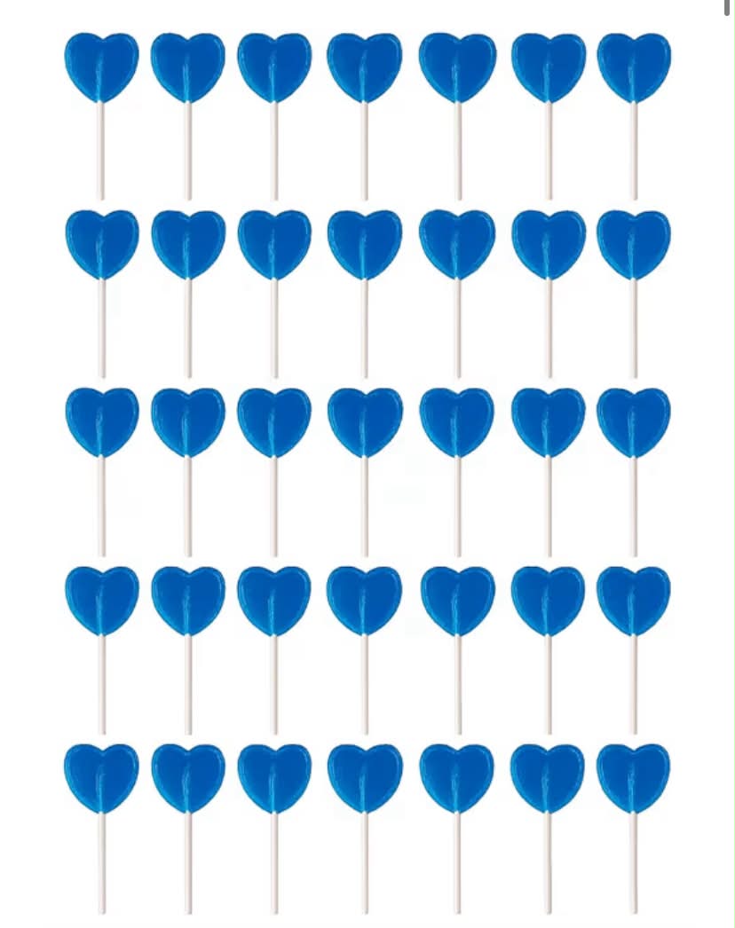 35 Heart-Shaped Blue Raspberry Lollipops – Individually Wrapped Sweet Lollies  Bulk Party Bag Filler, Valentine’s Day, Weddings, Birthday Treats Gluten-Free, Vegan & Vegetarian Snacks