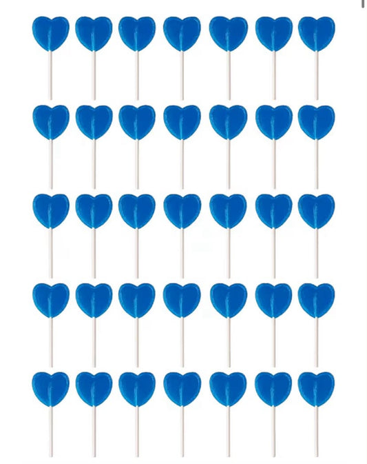 35 Heart-Shaped Blue Raspberry Lollipops – Individually Wrapped Sweet Lollies  Bulk Party Bag Filler, Valentine’s Day, Weddings, Birthday Treats Gluten-Free, Vegan & Vegetarian Snacks