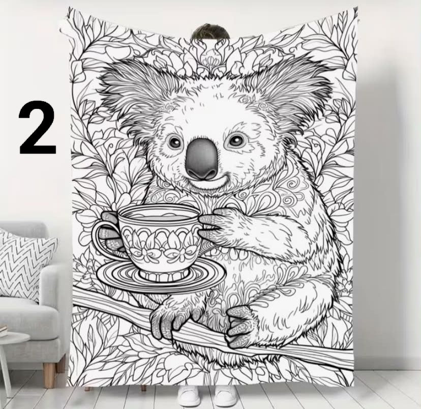 DIY Coloring Blanket With Markers - Color Your Own Blankets, Blanket Washable 1 pcs