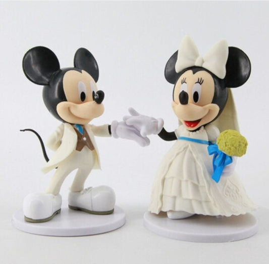 2pcs Disney Mickey Minnie White Wedding Dress Figure Doll Cake Topper
New