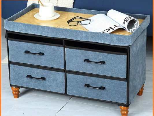 Easylife Ottoman Storage Bench With Drawers (Teal). Folding Storage Unit for