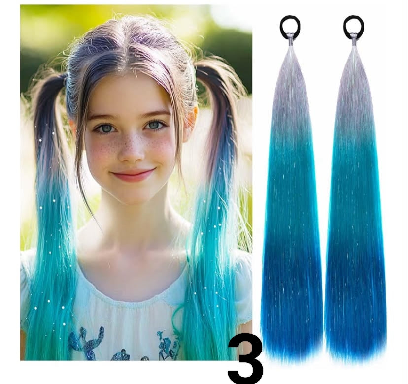 Rainbow Ponytail Extensions With Hair Tie 2 Packs 40g
