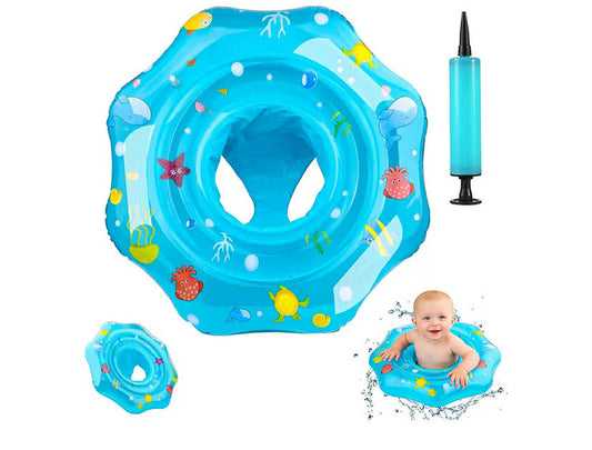 Baby Swimming Float, Inflatable Baby Float with Safety Seat, Air Pump, PVC Material, Baby Bath Water Activities and Swimming Training for Age 6-36 Months Toddler Kids
