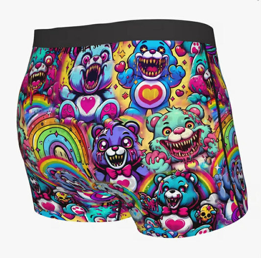 Men'S Cartoon Bear Print Boxer Shorts, Stylish And Breathable Comfortable Elastic Underwear, Sports Swimming Shorts, Novelty Men'S Underwear
