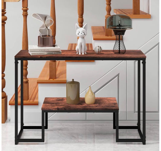 Console Table with Storage, Rustic Brown and Black  2 Tier Console Table, Narrow Hallway Table,Sofa Table for Living Room, Bedroom