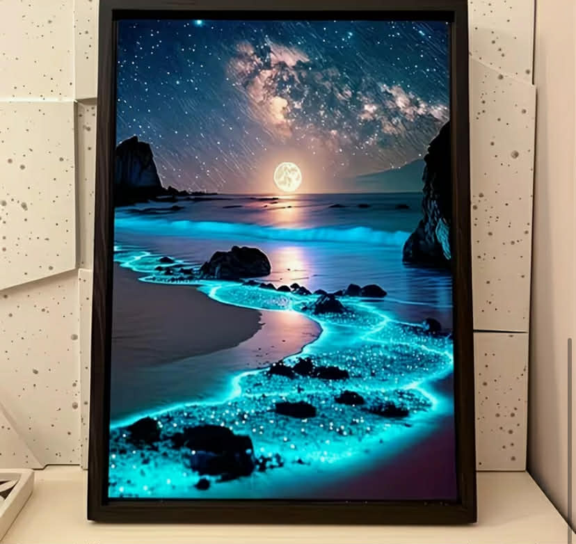 1 pc Fluorescent Beach DIY 5D Diamond Painting Kit
