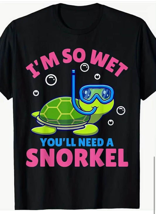 Men'S Hilarious And Cheeky I'M So Wet You'Ll Need a Snorkel Graphic Tee - Featuring a Humorous Pink And Green Slogan, Relaxed Fit Short Sleeve Casual Shirt for Beach, Pool Gatherings & Everyday Wear - Eye-Catching Statement Top for Grown-Ups