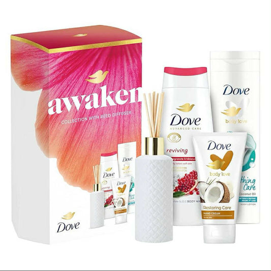 Dove Awaken Collection Gift Set with a body wash,