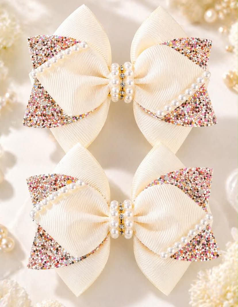 2 pcs Nude Bow Hair Clips, Minimalist Cute Fashion Hair Accessories, Alligator Clips For Girls, Casual & Sweet Daily Wear
