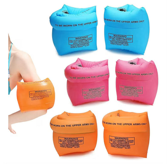 3 Pairs Inflatable Swimming Armbands for Kids Adults, Swimming Arm Bands Inflatable Arm Bands Float Roll up Sleeves Swimming Ring, Learning Swim Training Aids, 3 Colors