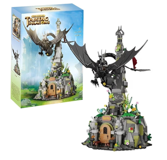 Night Black Dragon Castle Building Block Set,