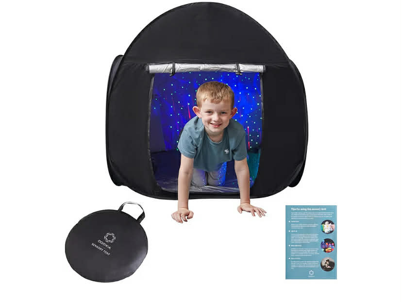 Sensory Tent  Calm Down Tent for Children to Play and Relax Sensory Corner Helps with Autism, SPD, Anxiety & Improve Focus  Black Out Den for Autistic Kids  Small