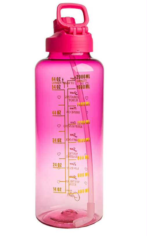Paris Hilton Motivational Drinking Bottle, Pink with Hearts,