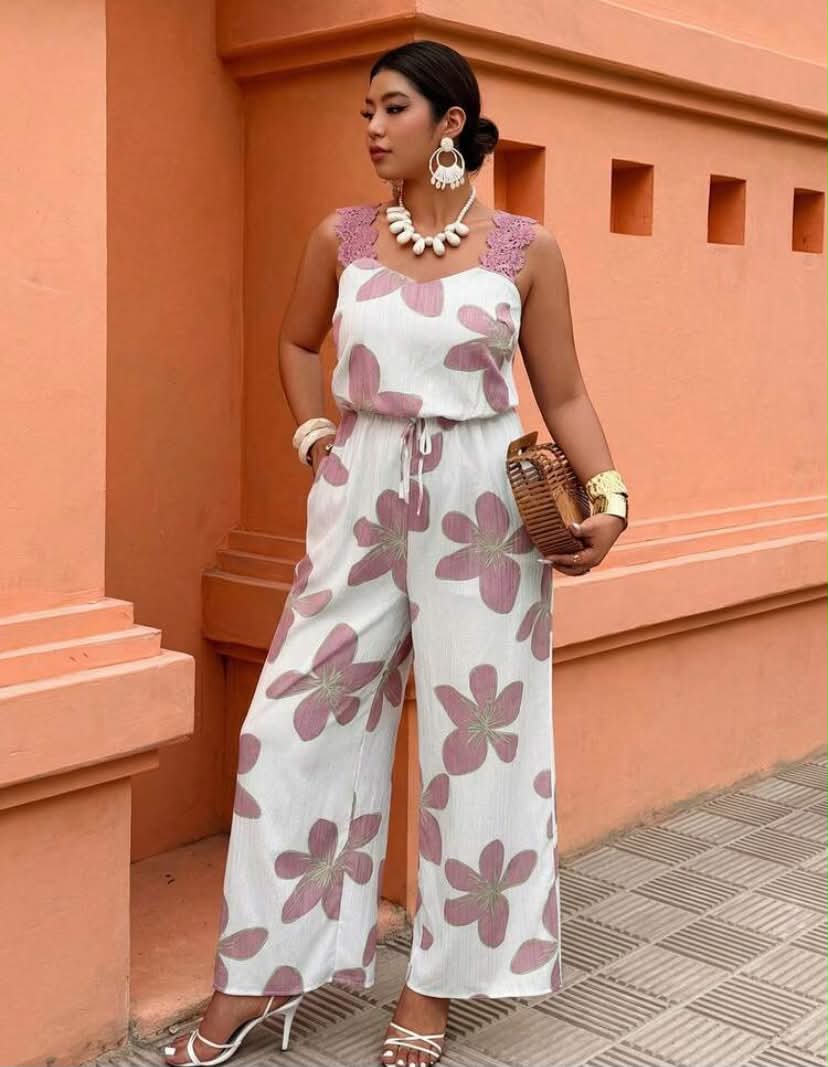 Plus Size Strapless Jumpsuit, Fashionable For Summer